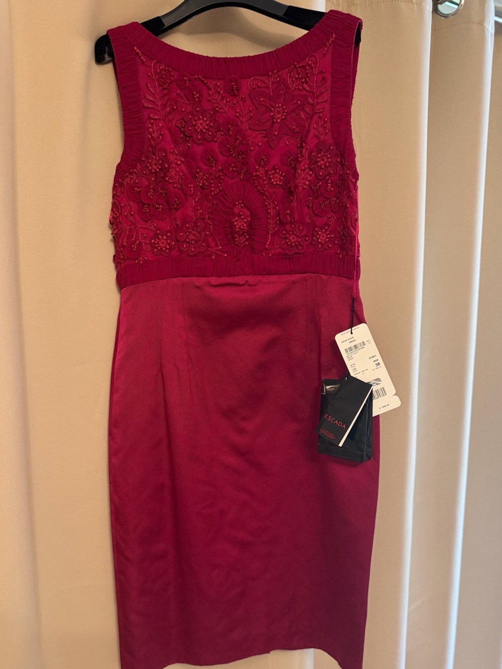 Escada Vintage Fuchsia Sleeveless Midi Cocktail Dress NWT & Hanger